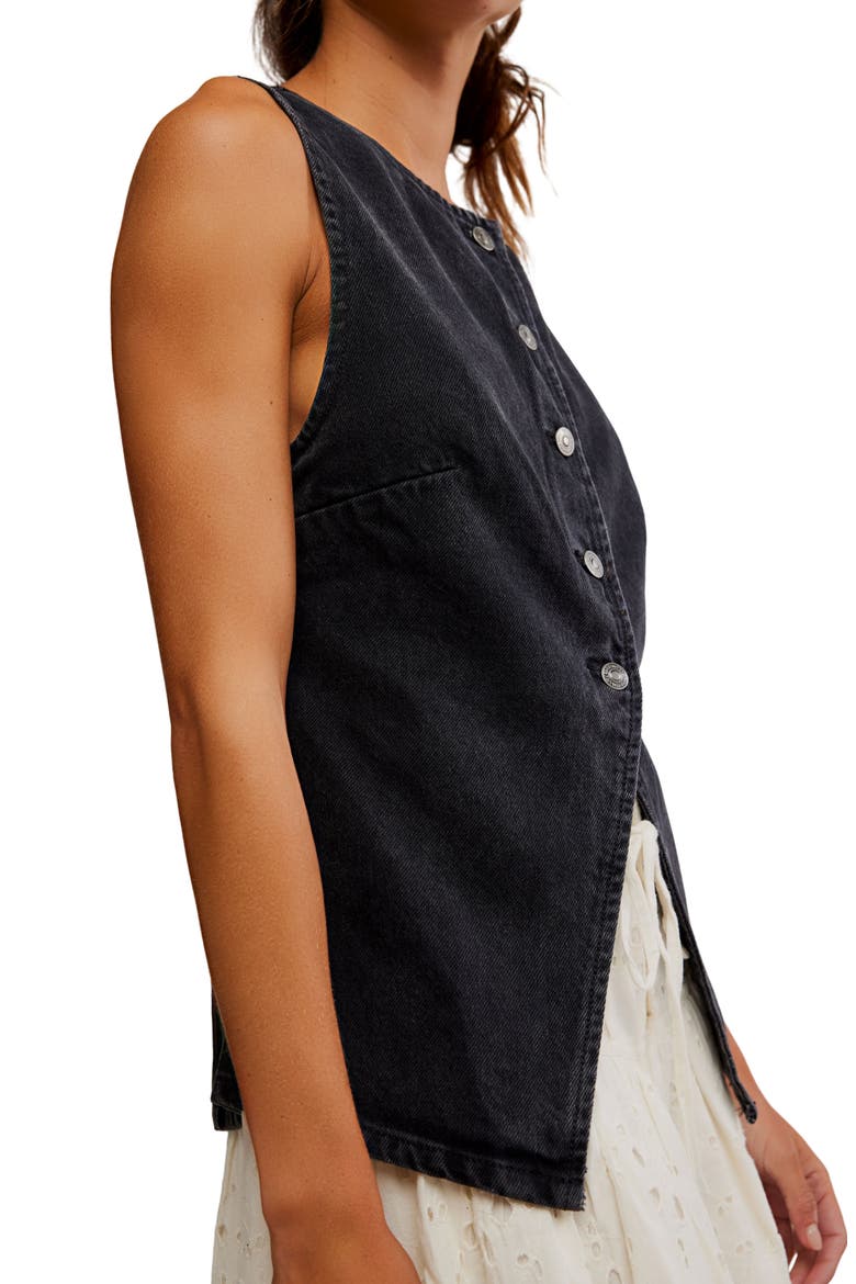 Aimee Denim Vest, Alternate, color, BLACK