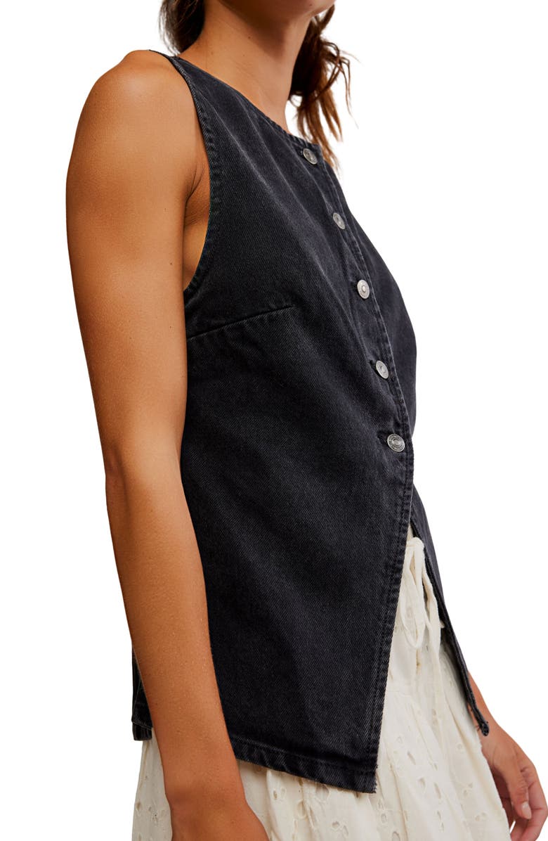 Free People Aimee Denim Vest, Alternate, color, Black