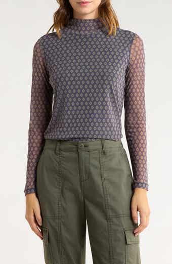 Sanctuary Everyday Mock Neck Long Sleeve Mesh Top