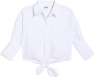 STAUD Lisa Crop Button-Up Tie Waist Top