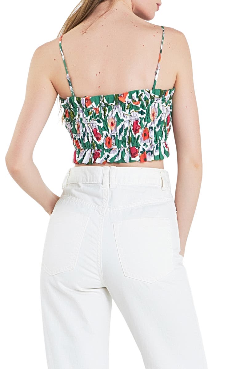 English Factory Floral Crop Camisole, Alternate, color, Green Multi