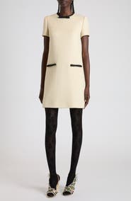 Valentino Bow Detail Virgin Wool Blend Tweed Minidress