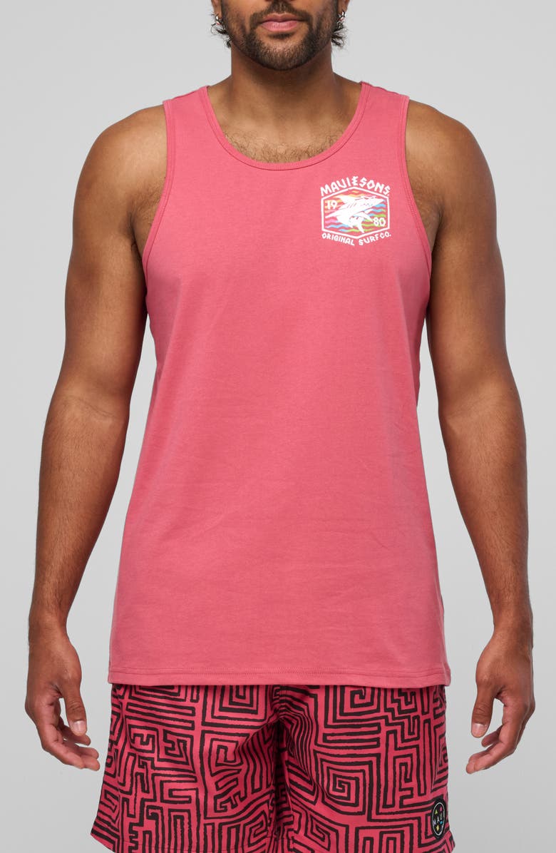 Maui & Sons Surf Thrasher Graphic Tank, Main, color, Deep Coral
