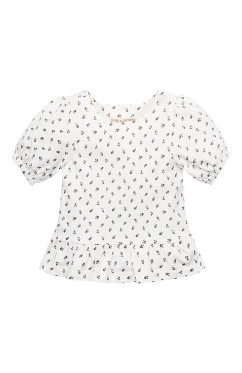 Girls' Organic Knit Peplum Top, Kids