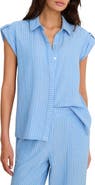 NIC+ZOE Stripe Cotton Blend Button-Up Resort Shirt