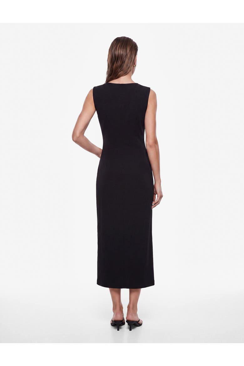 Sleeveless Crew Neck Draped Midi Dress With Accessory Detail, Alternate, color, BLACK