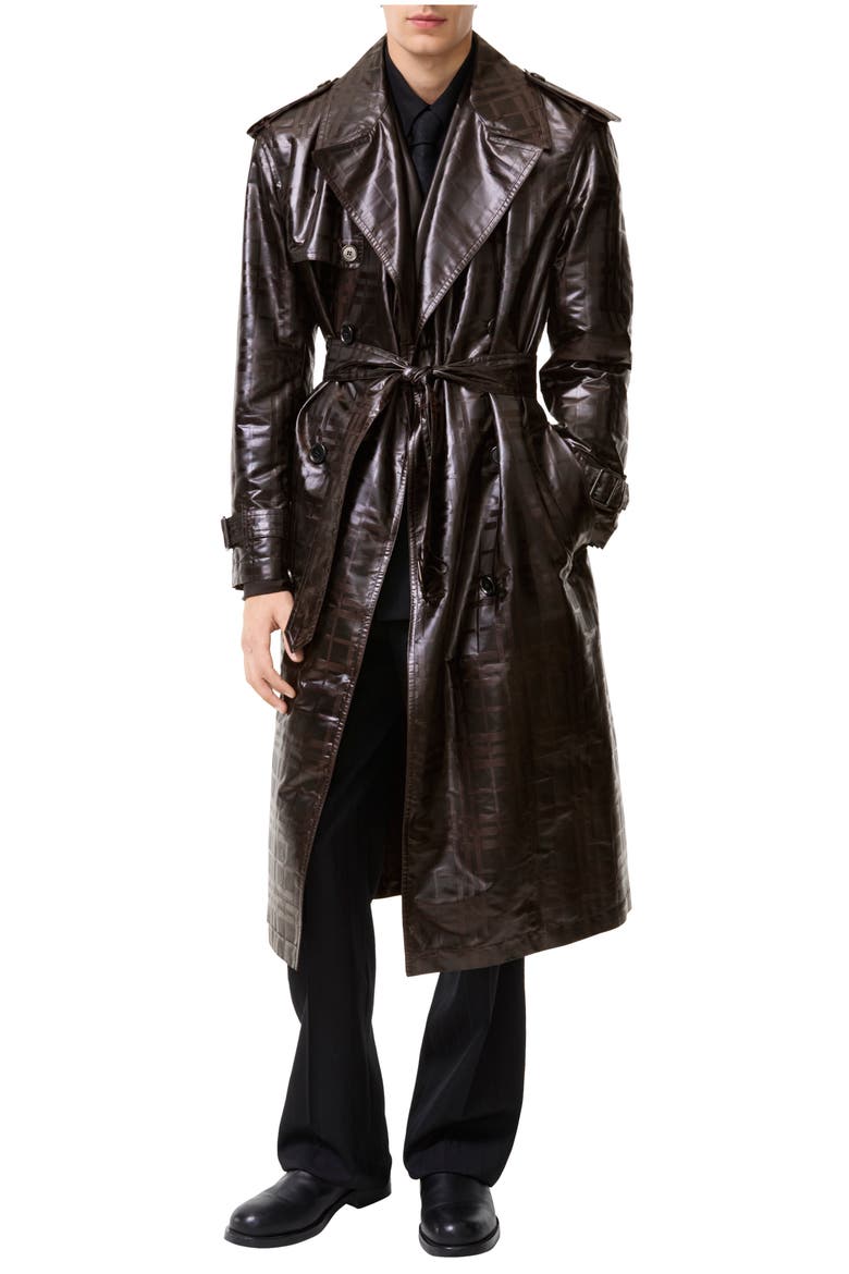 Long Check Hoxton Trench Coat, Main, color, Treacle brown