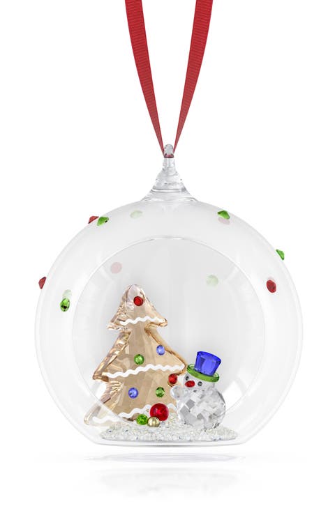 Holiday Cheers Tree & Snowman Glass Ornament
