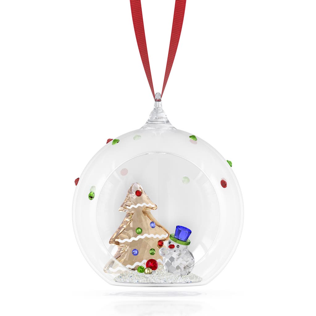 Swarovski Holiday Cheers Tree & Snowman Glass Ornament In White
