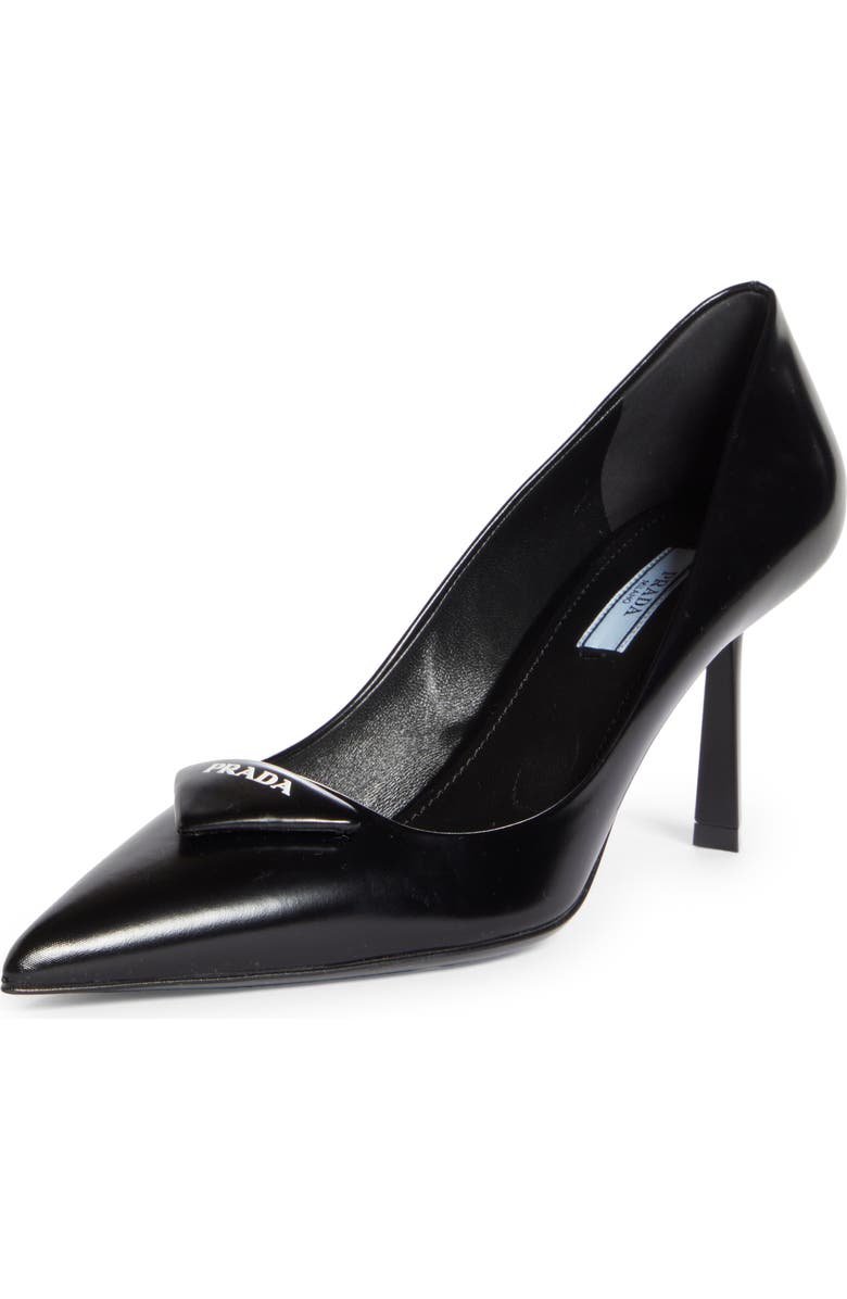 Prada Logo Pointed Toe Pump, Main, color,