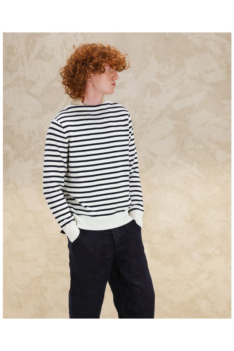Noah1 Cotton Ribbed Sweater, Alternate, color, WHITE/BLUE