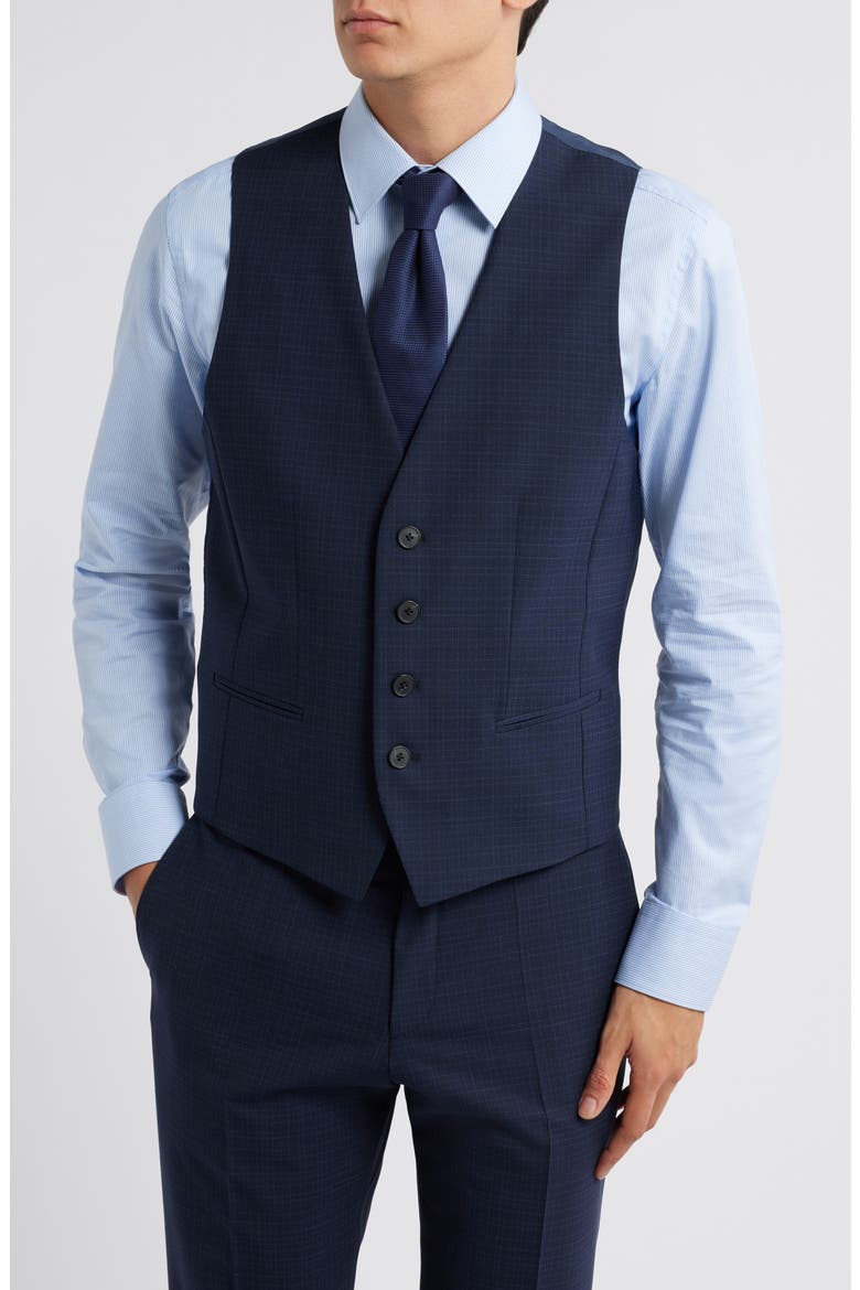 Houston Slim Fit 3-Piece Navy Check Suit, Alternate, color, DK BU