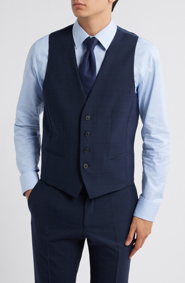 Houston Slim Fit 3-Piece Navy Check Suit