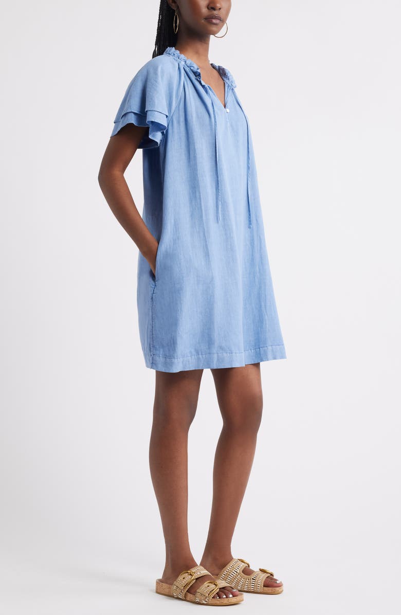 Treasure & Bond Flutter Sleeve Linen Blend Shift Minidress, Alternate, color, Blue Colony