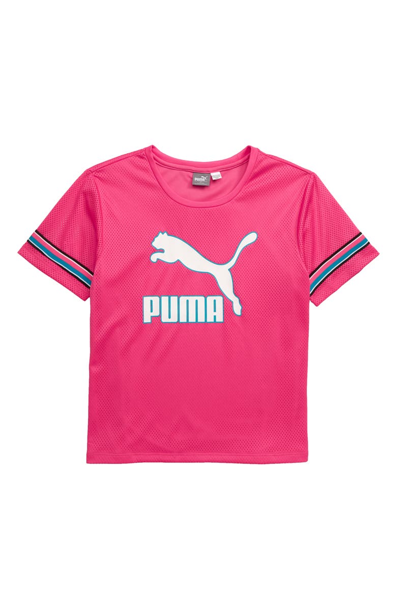 PUMA Logo Mesh Shirt, Main, color, 