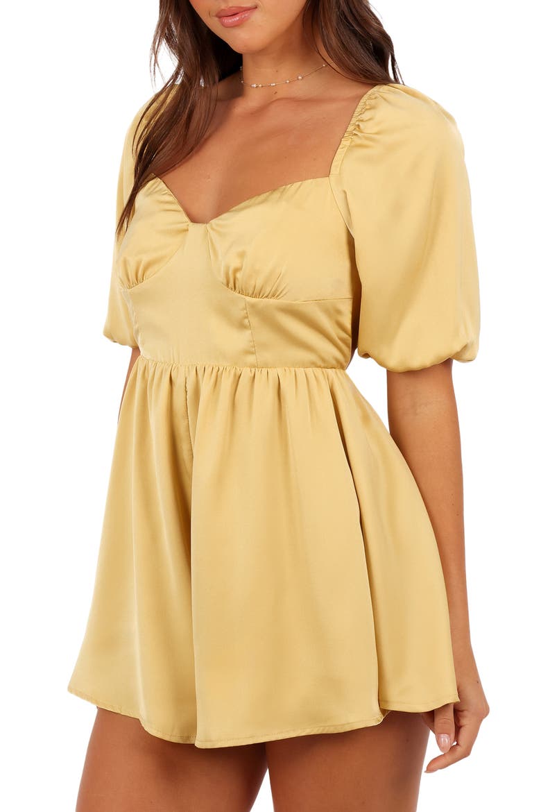 Billie Open Back Satin Romper, Alternate, color, HONEYSUCKLE YELLOW