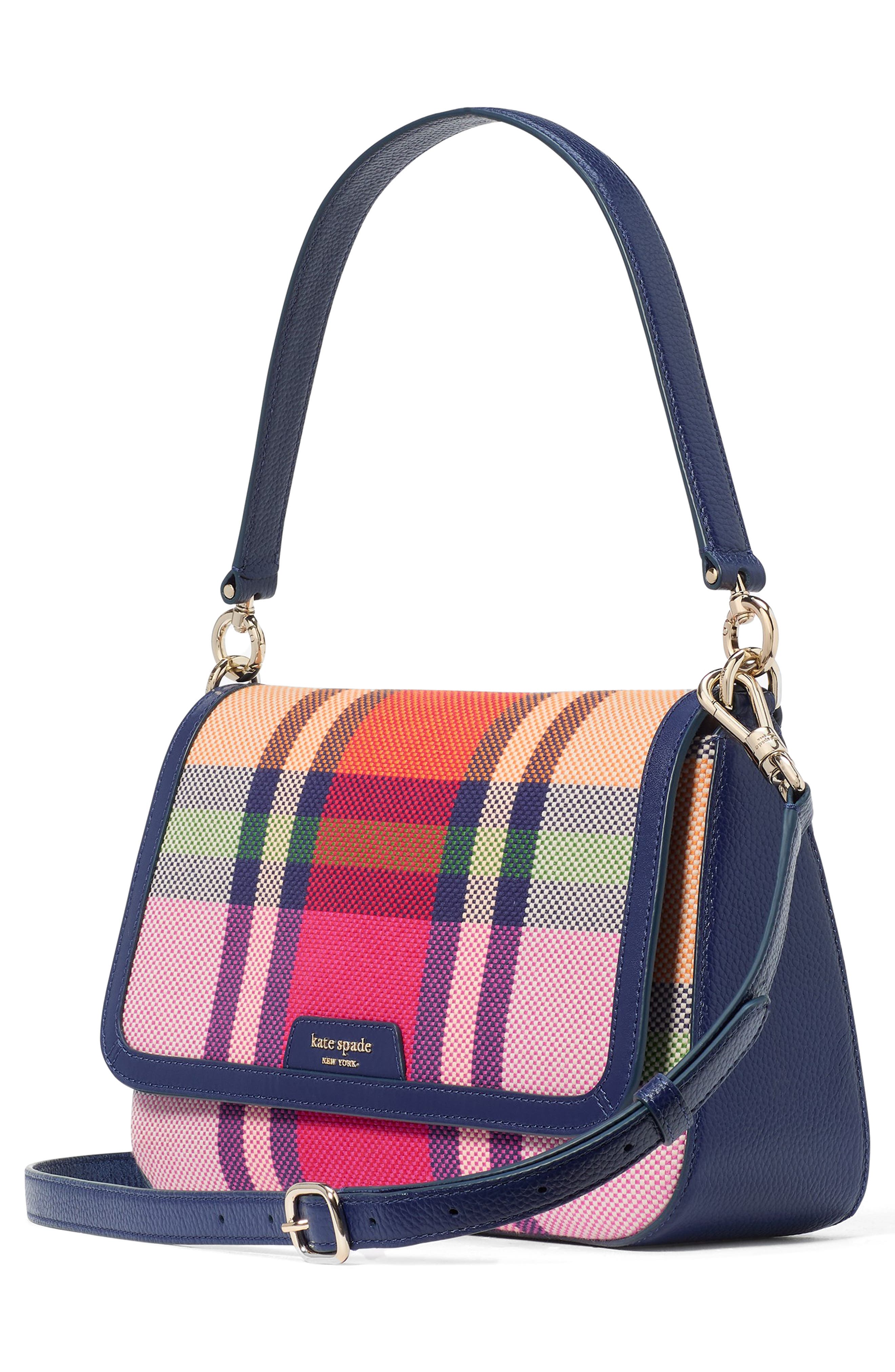 Kate Spade New York hudson grand plaid flap shoulder bag, Alternate, color, 