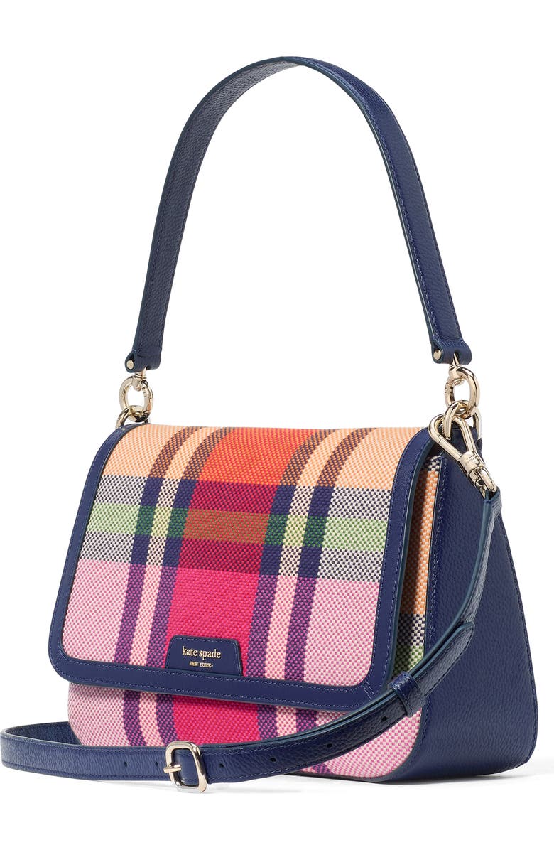 Kate Spade New York hudson grand plaid flap shoulder bag, Alternate, color,