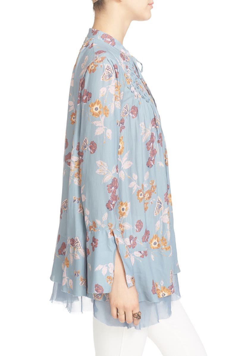 Free People Floral Print Smocked Tunic, Alternate, color,