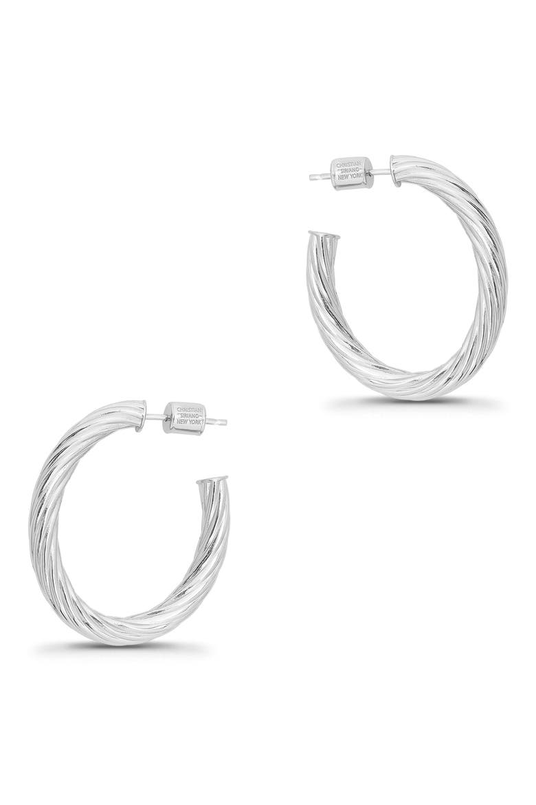 TWIST 30MM OVAL HOOP EARS, Alternate, color, SILVER