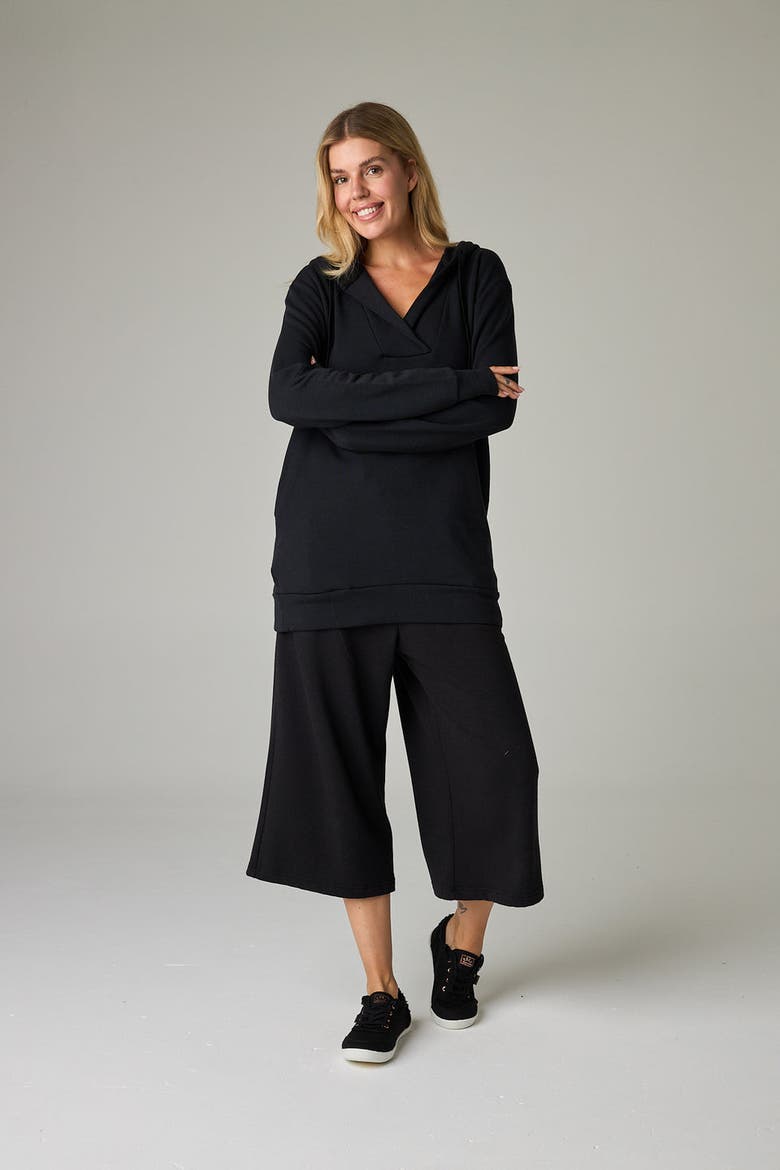 Serengeti Eco-Luxe Fleece Oversized Hoodie - Cloud-Soft Comfort, Alternate, color, Coal Black