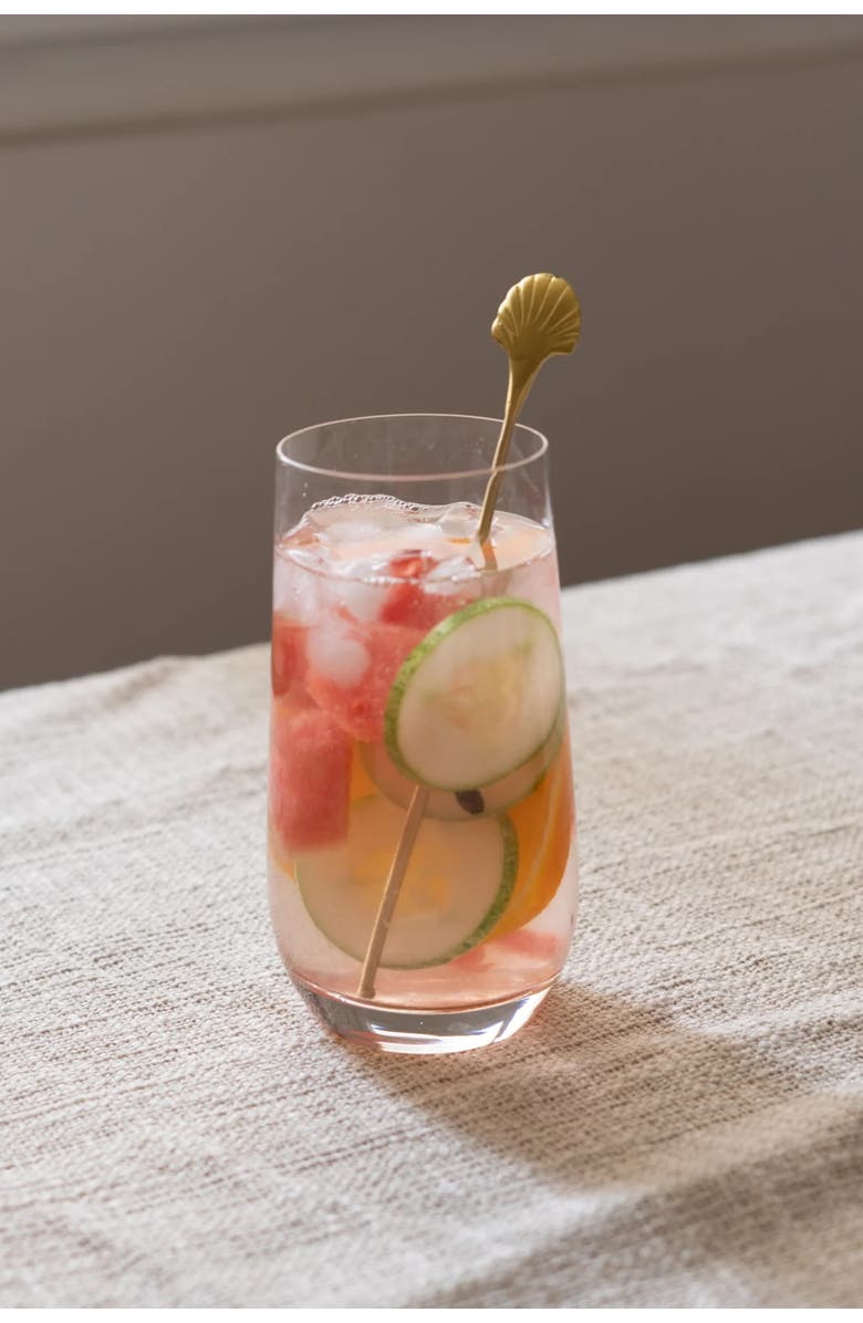 Fleck Seashell Drink Stirrers - Set of 4, Alternate, color, Brass