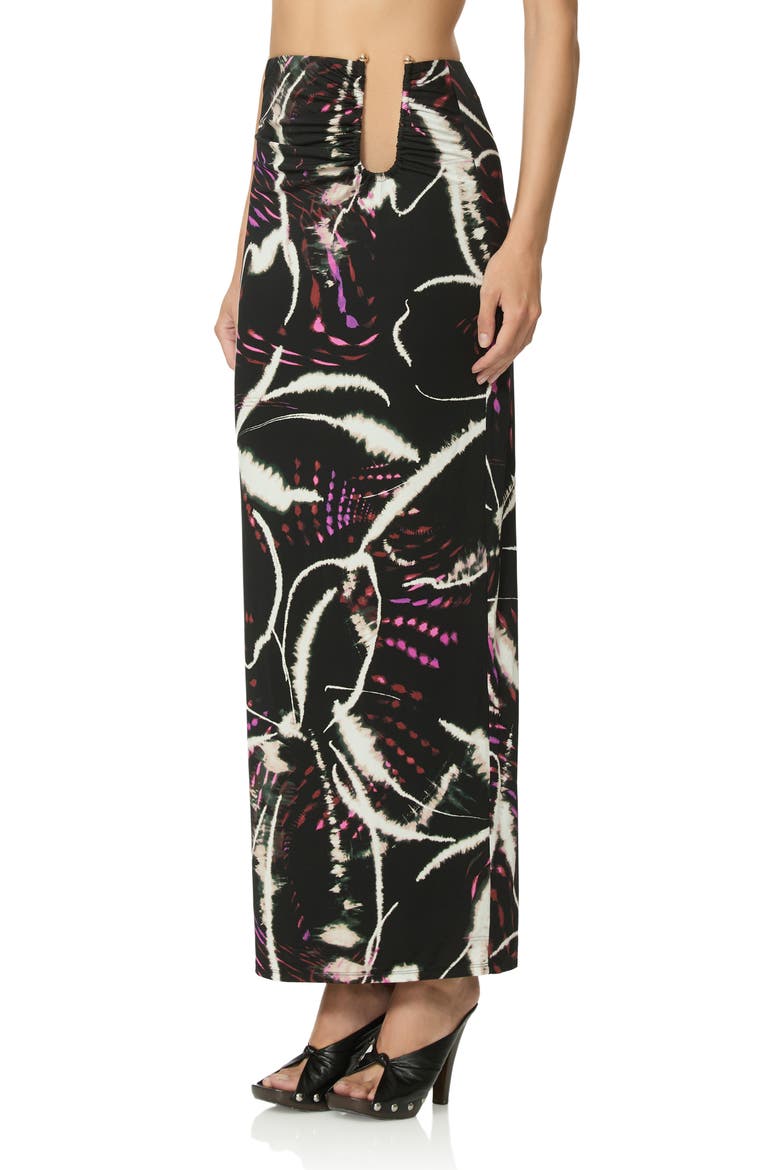 Aven Abstract Floral Print Maxi Skirt, Alternate, color, NIGHT DAISY