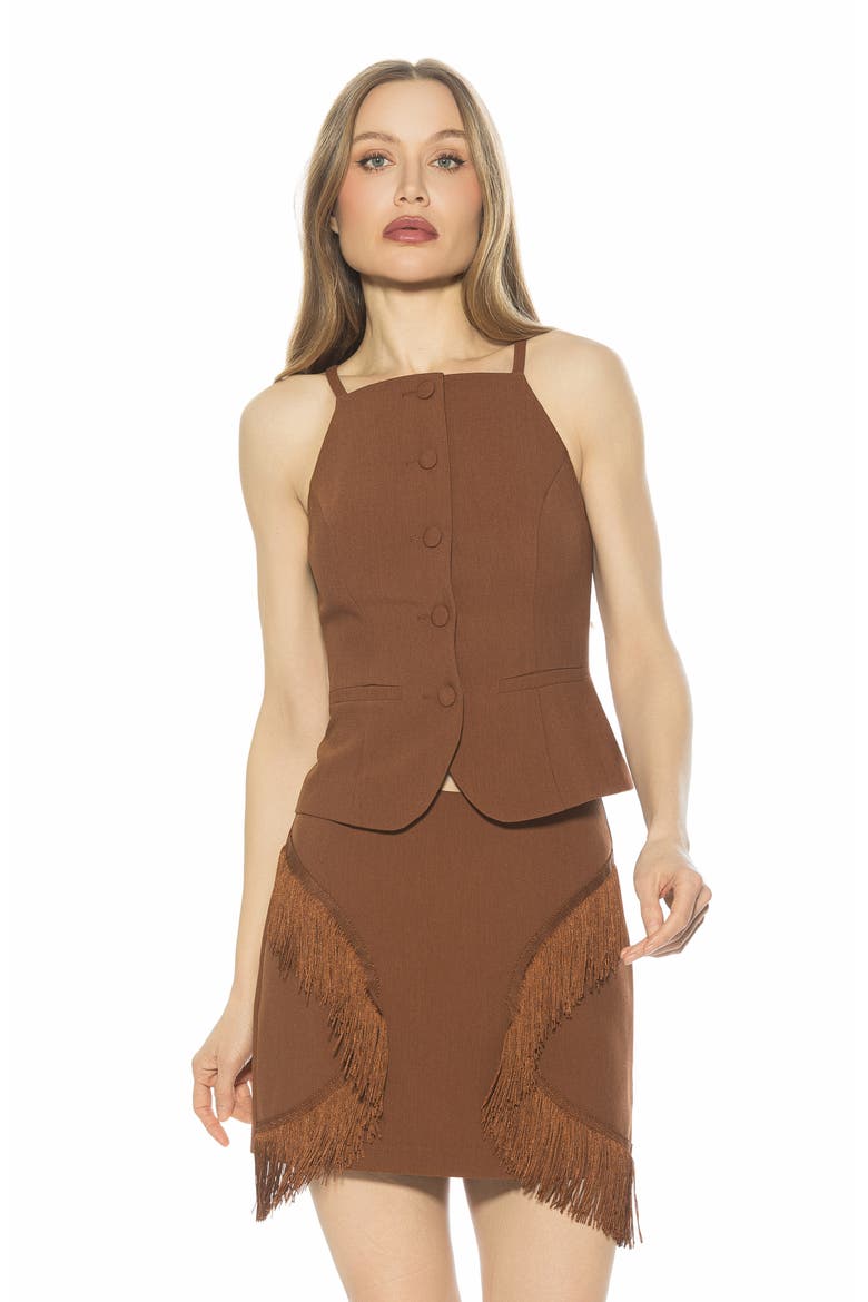 Ziv Button Front Vest, Alternate, color, BROWN