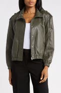 MAX STUDIO Faux Leather Bomber Jacket