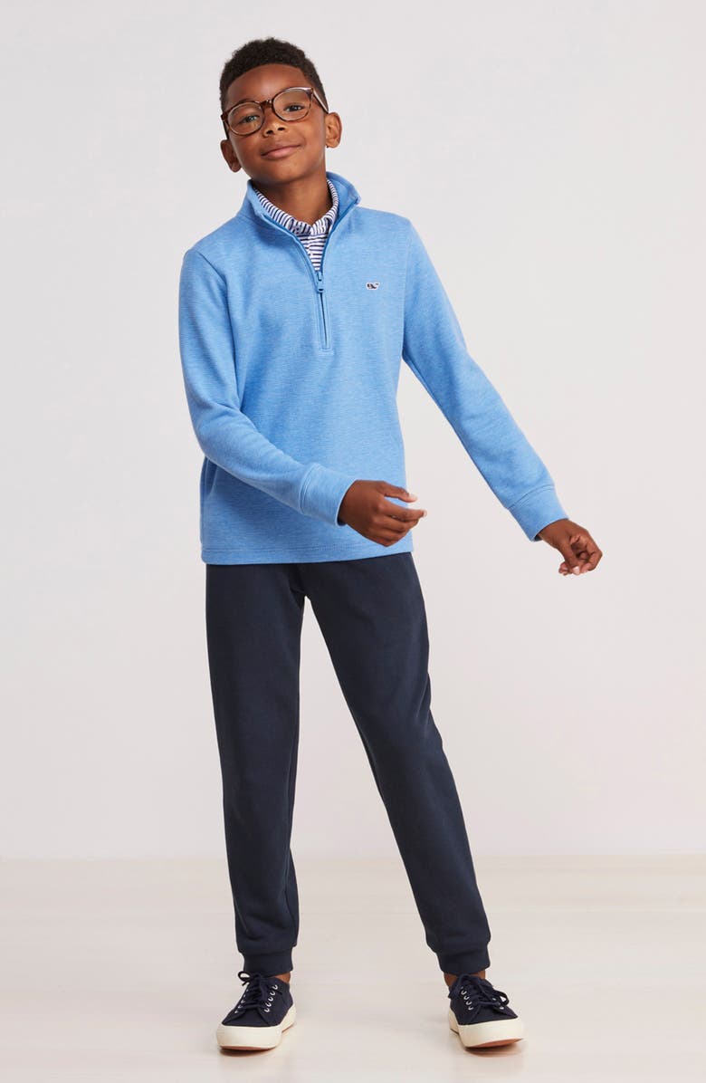 vineyard vines Kids' Saltwater Stripe Quarter Zip Sweatshirt, Alternate, color, Hull Blue