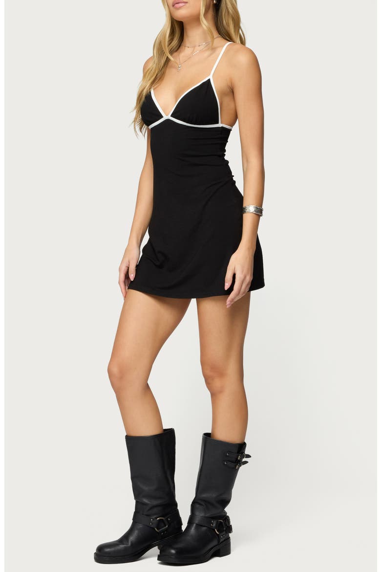 Laurah Contrast Minidress, Alternate, color, BLACK