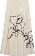 MANGO Floral Embroidery Cotton Skirt