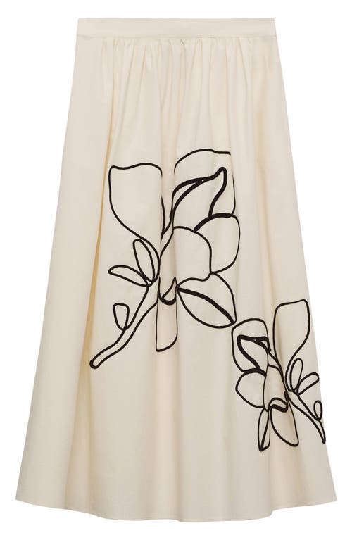 Mango Floral Embroidery Cotton Skirt In Neutral
