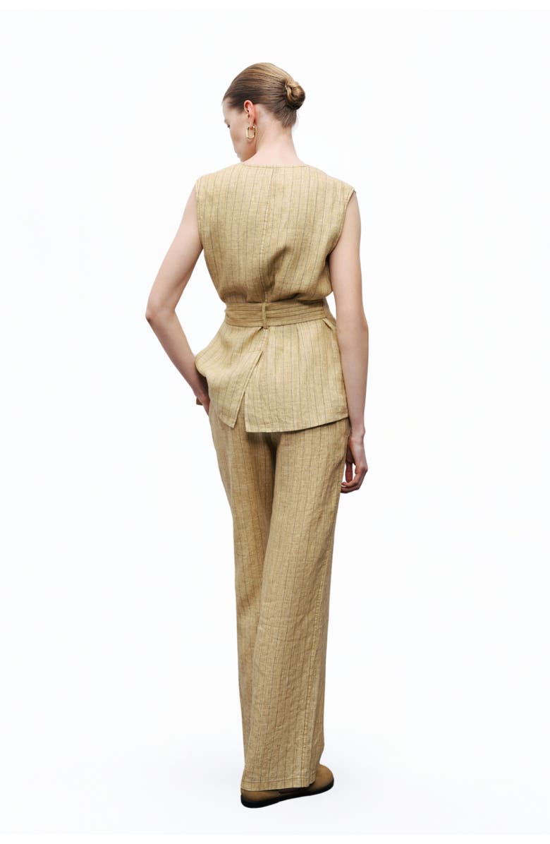 Nocturne Linen Striped High-Waist Pants, Alternate, color, 