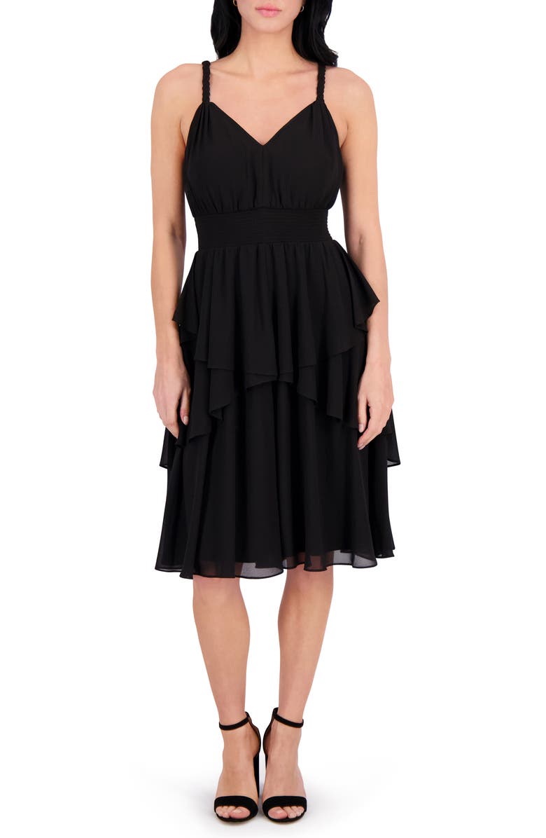 Siena Soufflé Midi Dress, Main, color, Black