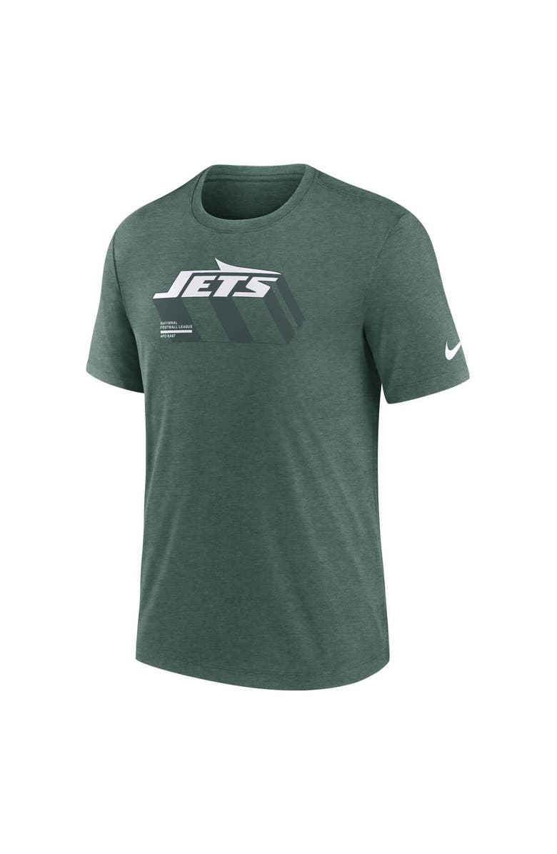 Nike Men's Nike Heather Green New York Jets Long Pass Tri-Blend T-Shirt, Alternate, color, Heather Green