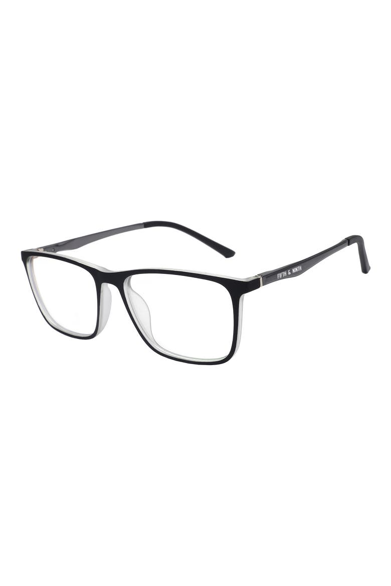 Boston 56mm Blue Light Filtering Glasses, Main, color, WHITE/ BLACK