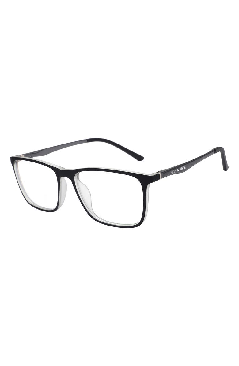 Fifth & Ninth Boston 56mm Blue Light Filtering Glasses, Main, color, White/ Black