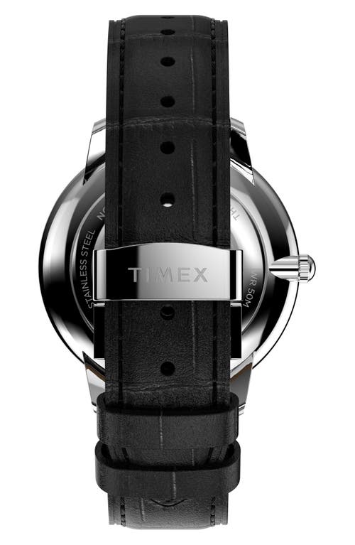 Timex ® Waterbury Metropolitan Leather Strap Watch, 39mm In Black