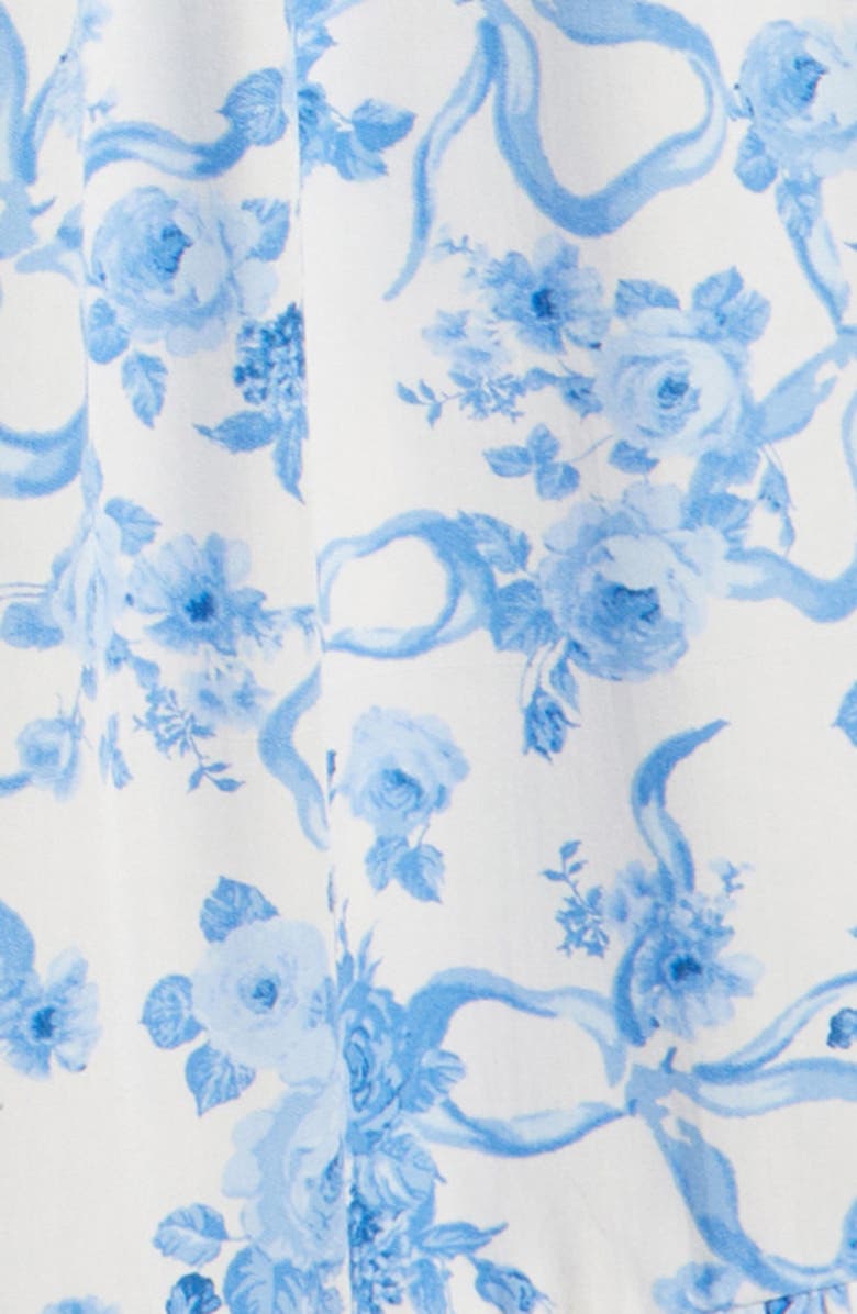 Nordstrom Kids' Floral Ruffle Tie Strap Sundress, Alternate, color, Ivory Pristine Ribbon Floral