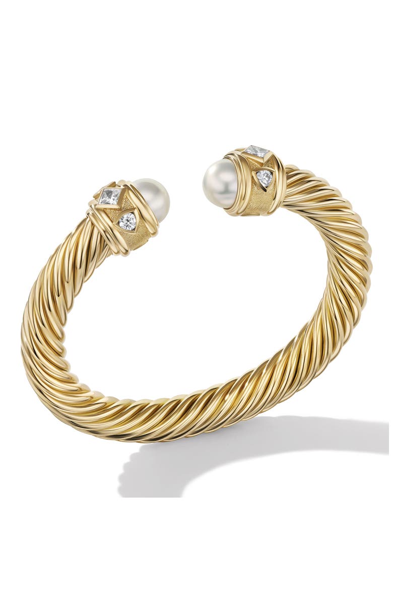 Renaissance® Cablespira Bracelet in 18K Yellow Gold with Pearls and Diamonds, 9mm, Alternate, color, 18K YELLOW GOLD