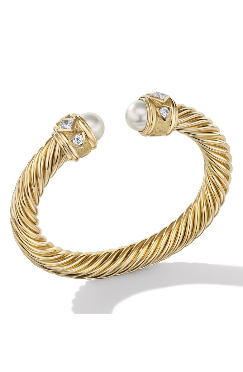 David Yurman Renaissance<sup>®</sup> Cablespira Bracelet in 18K Yellow Gold with Pearls and Diamonds, 9mm, Alternate, color, 18K Yellow Gold