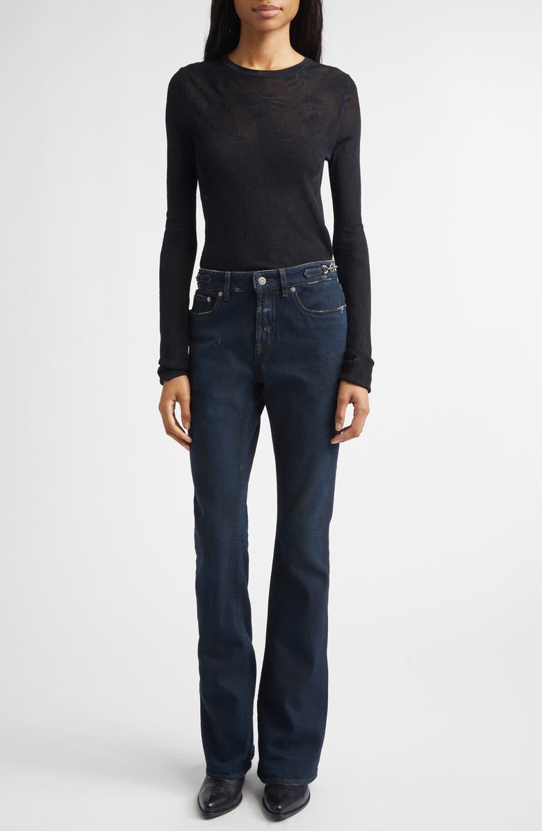 Golden Goose Floral Jacquard Crewneck Sweater, Alternate, color, Black