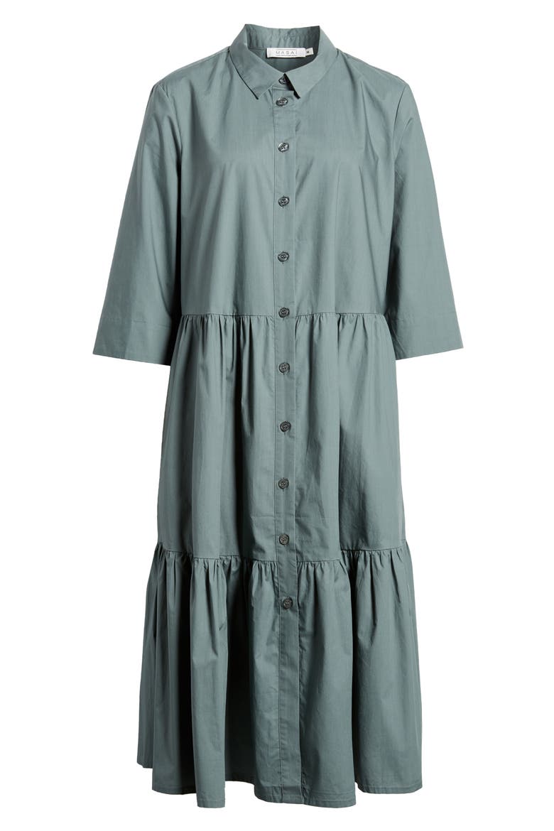 Cotton Shirtdress, Alternate, color, BALSAM GREEN