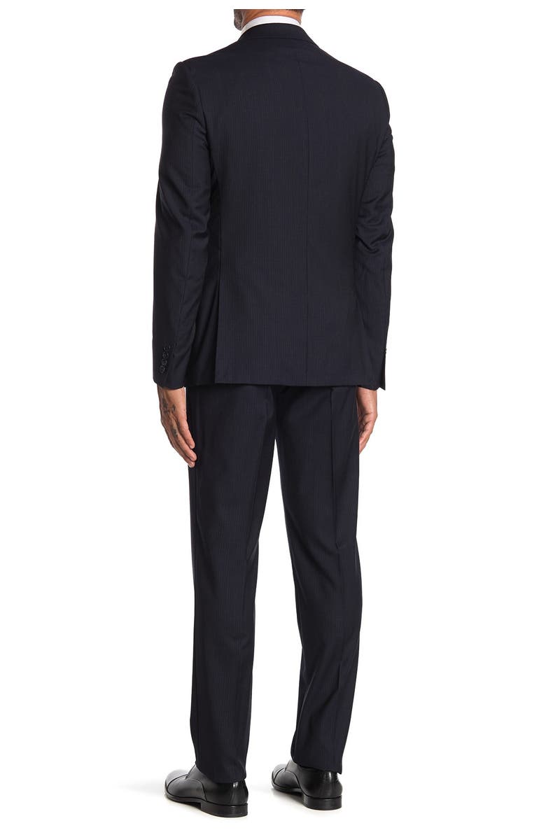 Calvin Klein Dark Blue Tonal Pinstripe Wool Two Button Notch Lapel Suit, Alternate, color,