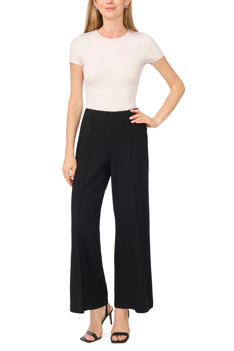 Seam Front Ponte Wide Leg Pants, Alternate, color, RICH BLACK