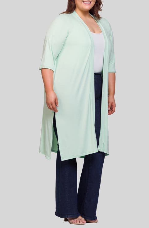 Open Front Knee Length Jacket