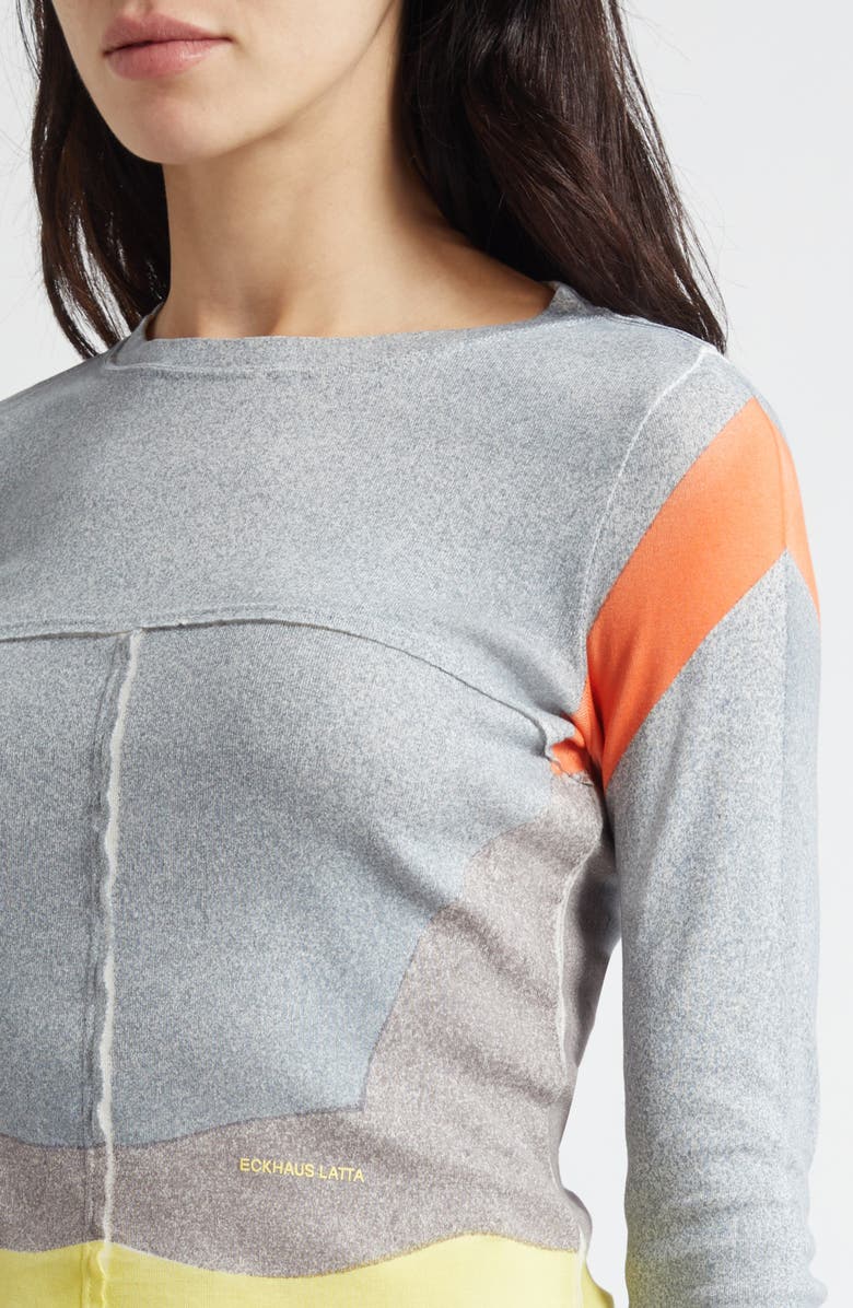 Eckhaus Latta Lapped Colorblock Cotton Baby Tee, Alternate, color, Valley