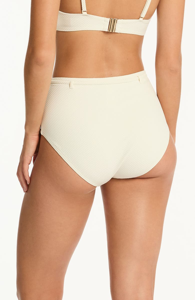 Sea Level Nautique Paneled High Waist Bikini Bottoms, Alternate, color, Coconut