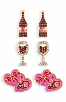 BaubleBar Wine Me, Dine Me Assorted Set of 3 Earrings